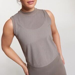 CALIA Carrie Underwood Open Mesh Perforated Mock Neck Tank Sleeveless L?